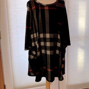 Tunic top, mock Burberry pattern.